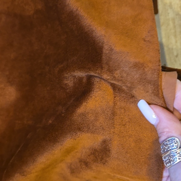 Talbot's Caramel Brown Faux Suede Stylish Pencil Skirt - Picture 2 of 7